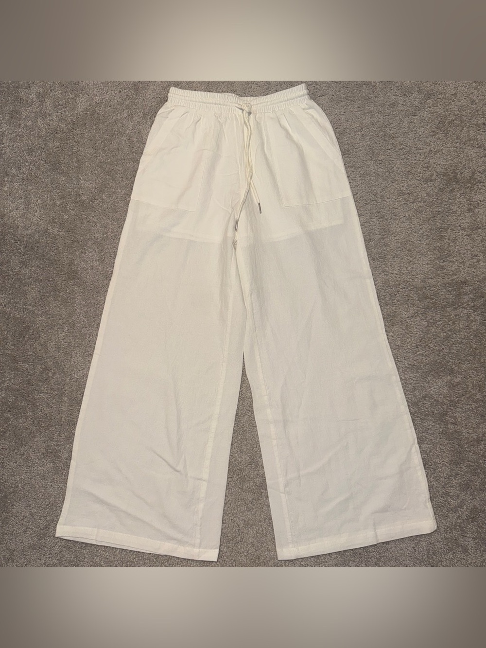 SHEIN White Wide-Leg Drawstring Sweatpants